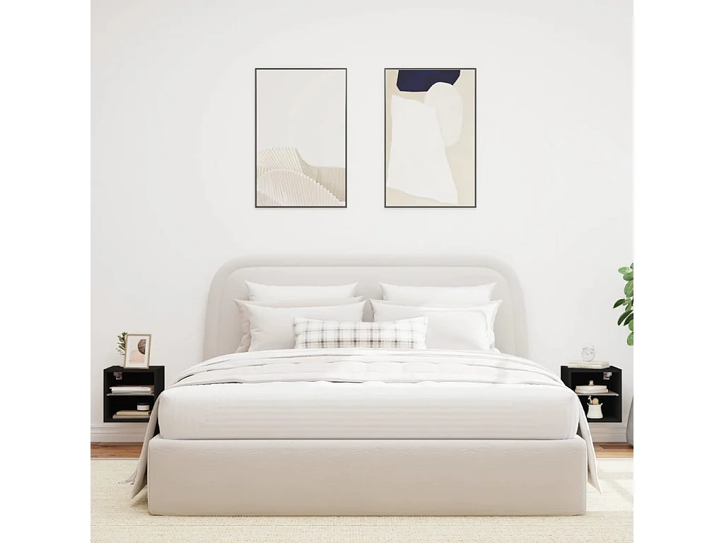 Meubles TV muraux avec lumières LED 2 pcs noir 30x28,5x30 cm