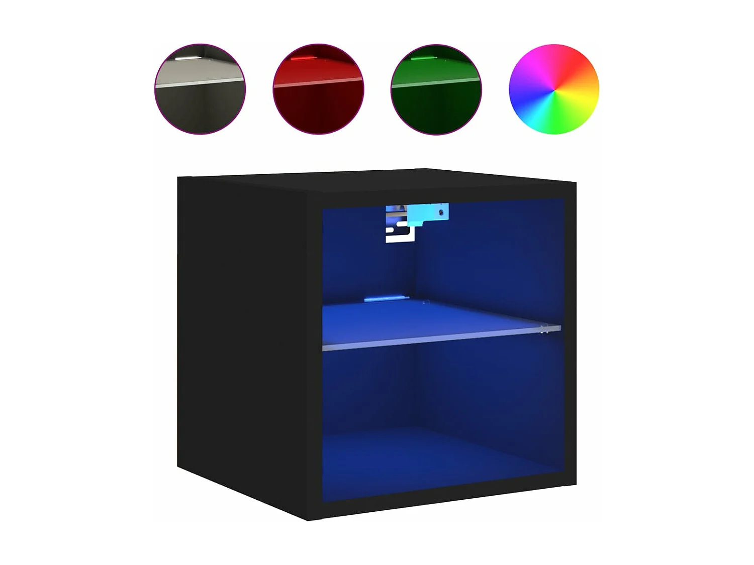 Meubles TV muraux avec lumières LED 2 pcs noir 30x28,5x30 cm