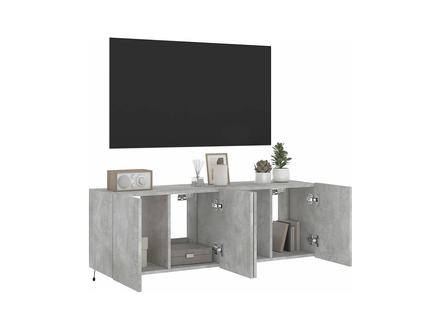 Mobili TV a Parete con Luci LED 2pz Grigio Cemento 60x35x41 cm