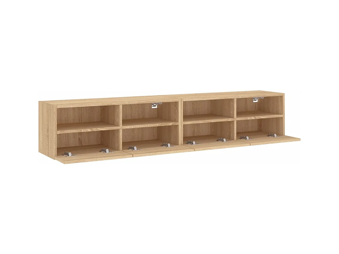 Mobili TV Parete 2pz Rovere Sonoma 80x30x30cm Legno Multistrato