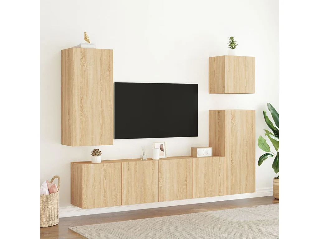 Meubles TV muraux 2 pcs chêne sonoma 80x30x41 cm