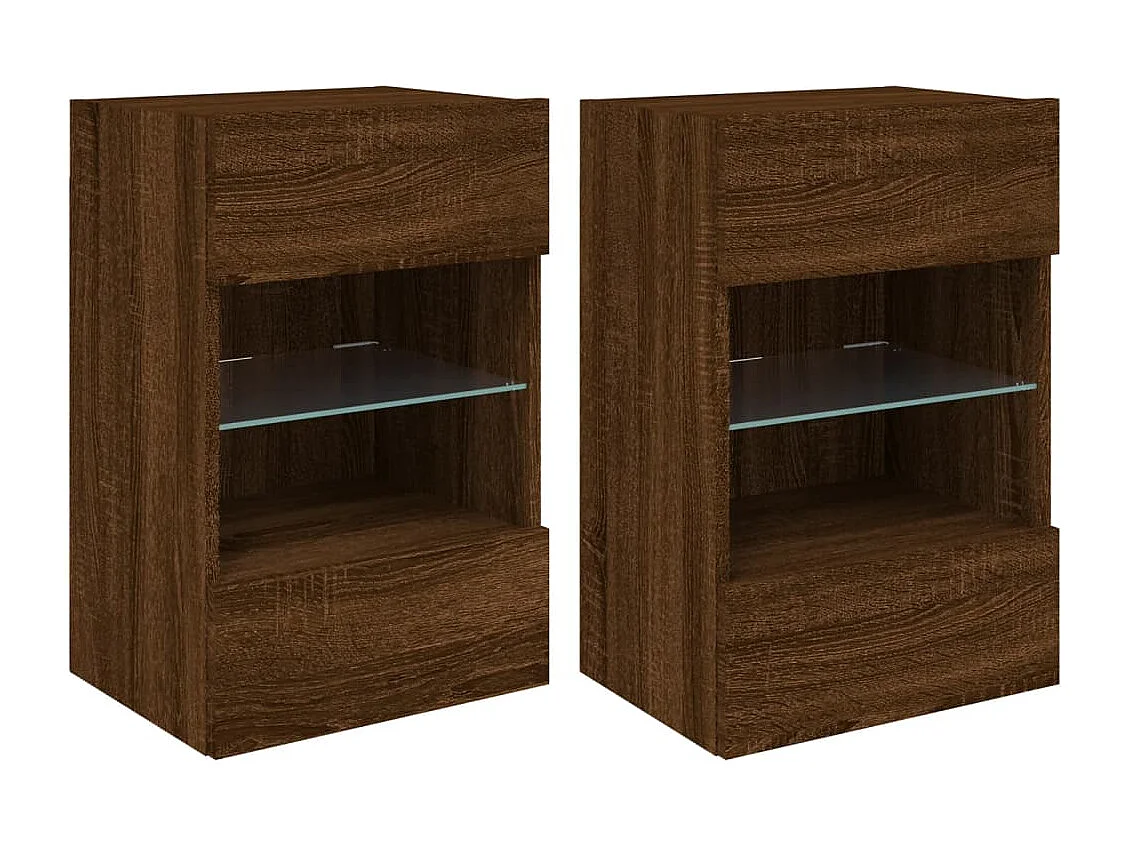 Meubles TV muraux lumières LED 2 pcs chêne marron 40x30x60,5 cm