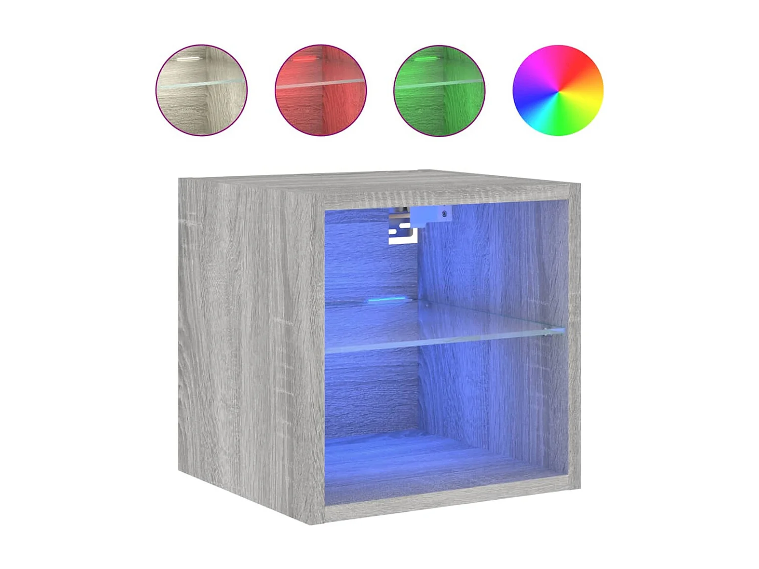 Mobili TV a Parete con Luci LED 2pz Grigio Sonoma 30x28,5x30 cm