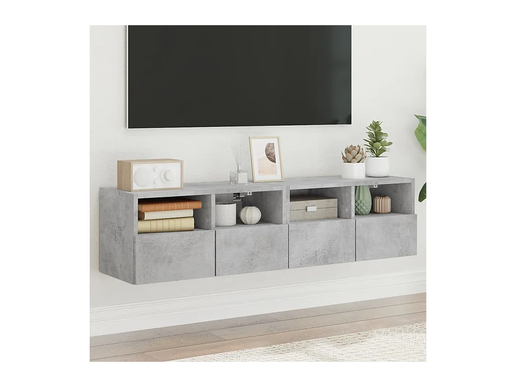 TV-Wandschränke 2 Stk. Betongrau 60x30x30 cm Holzwerkstoff