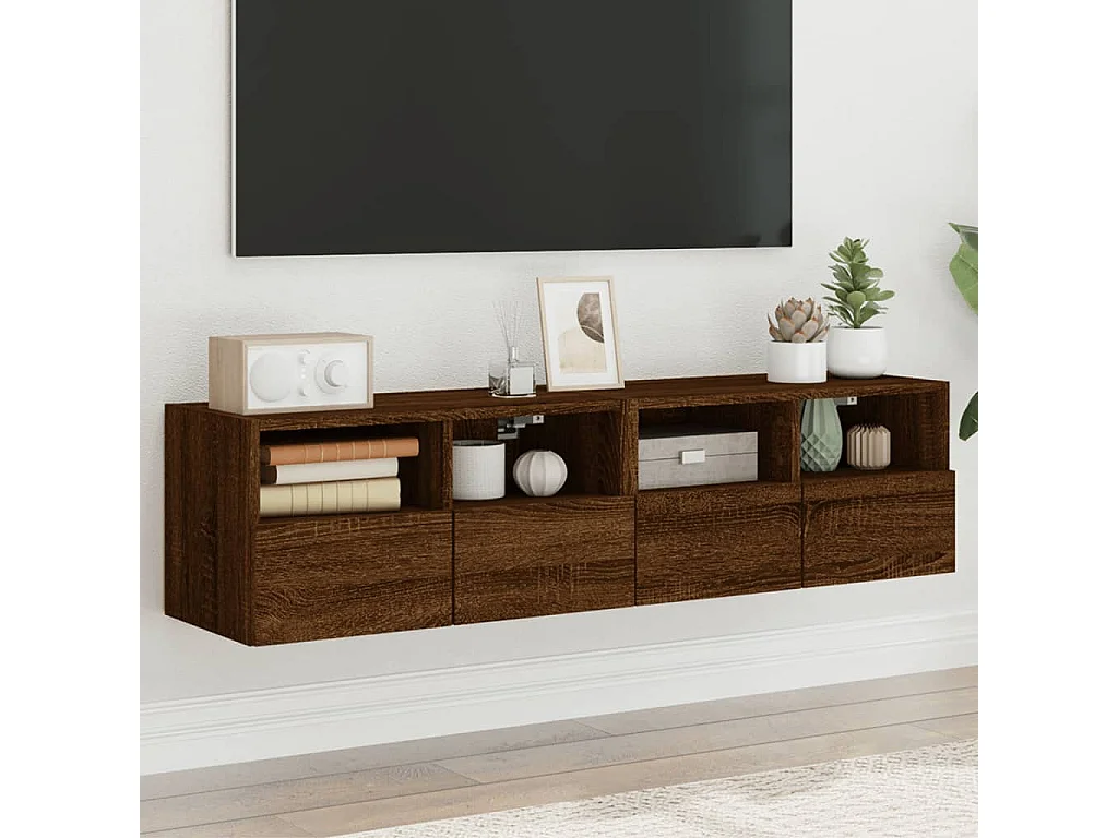 TV-Wandschränke 2 Stk. Braun Eiche-Optik 60x30x30 cm