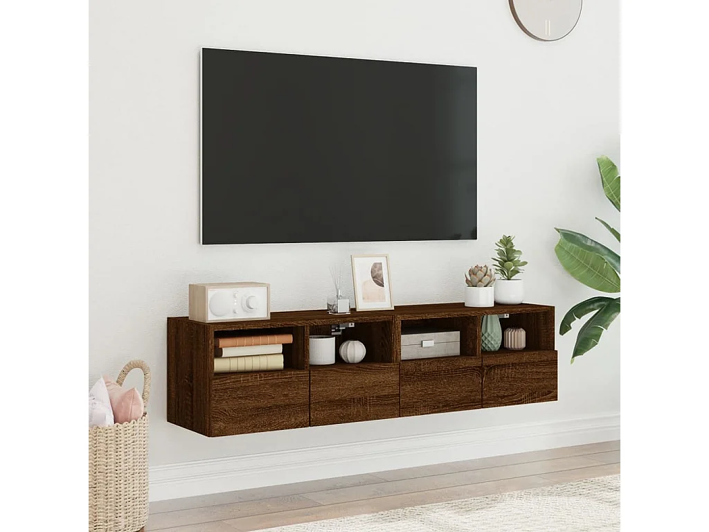 TV-Wandschränke 2 Stk. Braun Eiche-Optik 60x30x30 cm