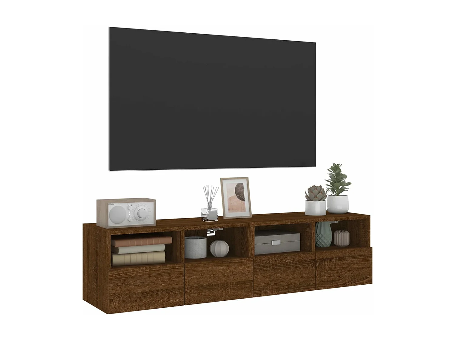 TV-Wandschränke 2 Stk. Braun Eiche-Optik 60x30x30 cm