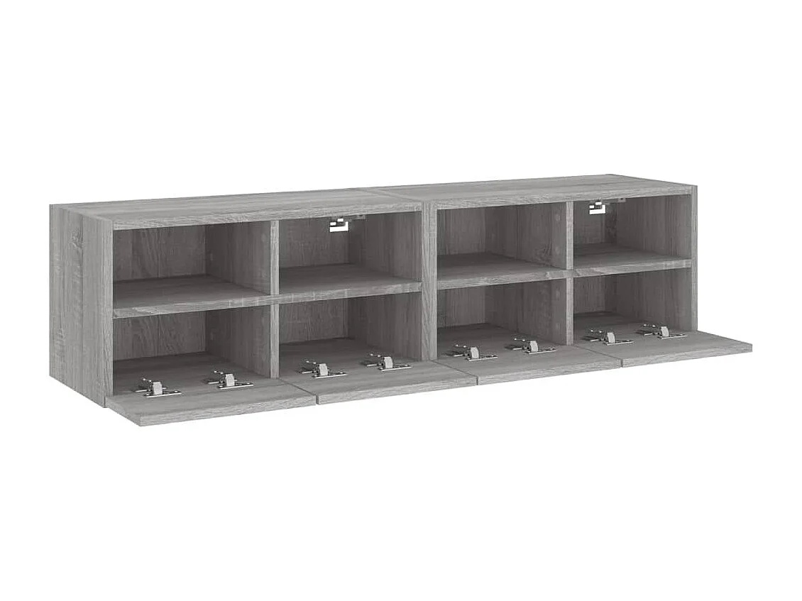 Mobili TV Muro 2pz Grigio Sonoma 60x30x30 cm Legno Multistrato