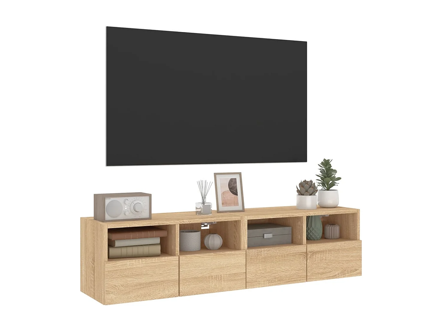 Meubles TV muraux 2 pcs chêne sonoma 60x30x30cm bois ingénierie