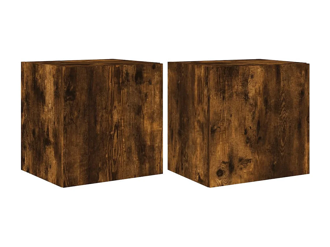 Meubles TV muraux et lumières LED 2pcs chêne fumé 40,5x35x40 cm