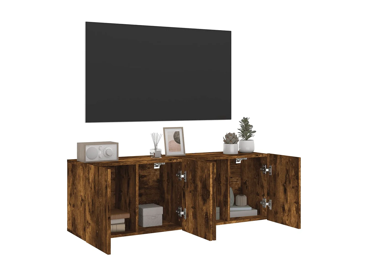 Meubles TV muraux 2 pcs chêne fumé 60x30x41 cm