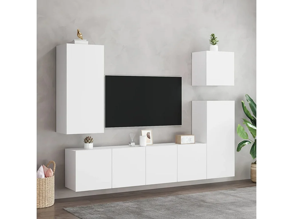 Meubles TV muraux 2 pcs blanc 80x30x41 cm