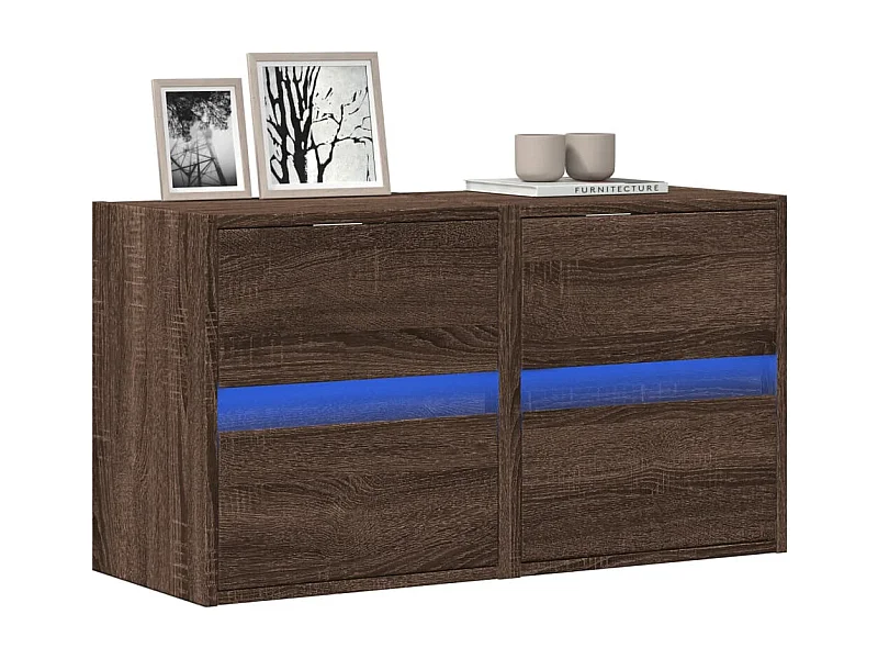 Mobili TV a Parete con Luci LED 2pz Rovere Marrone 41x31x45 cm