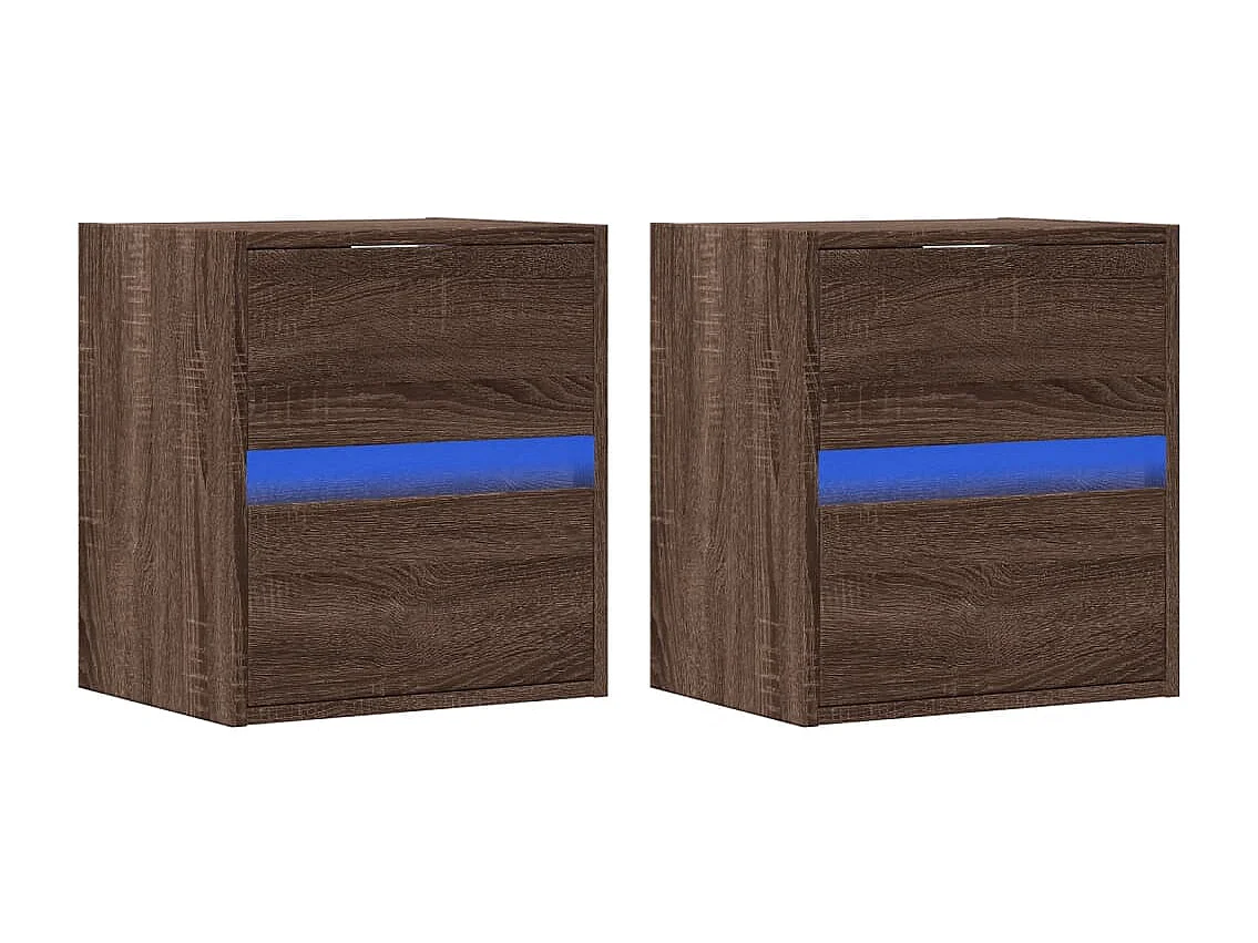 Móveis de parede para TV com luzes LED 2 pcs carvalho castanho