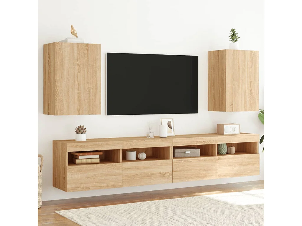 Meubles TV muraux 2 pcs chêne sonoma 40,5x30x60 cm