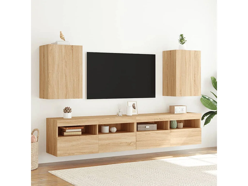 Meubles TV muraux 2 pcs chêne sonoma 40,5x30x60 cm