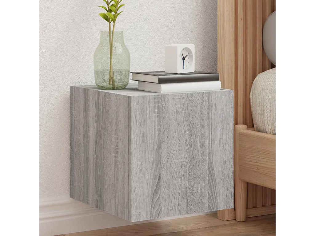 Mobili TV a Parete con Luci LED 2pz Grigio Sonoma 30,5x35x30 cm