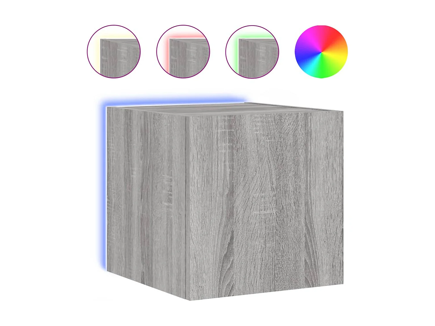 Meubles TV muraux et lumières LED 2pcs sonoma gris 30,5x35x30cm