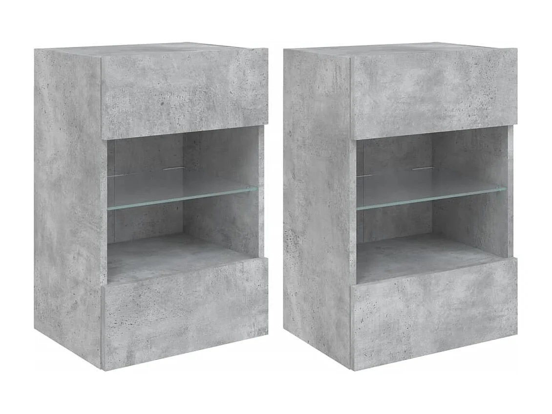 Mobili TV a Parete con Luci LED 2pz Grigio Cemento 40x30x60,5cm