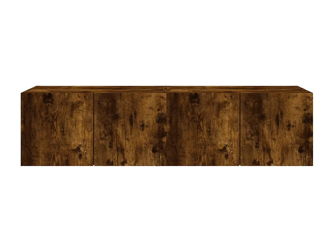 Meubles TV muraux et lumières LED 2pcs chêne fumé 60x35x31 cm