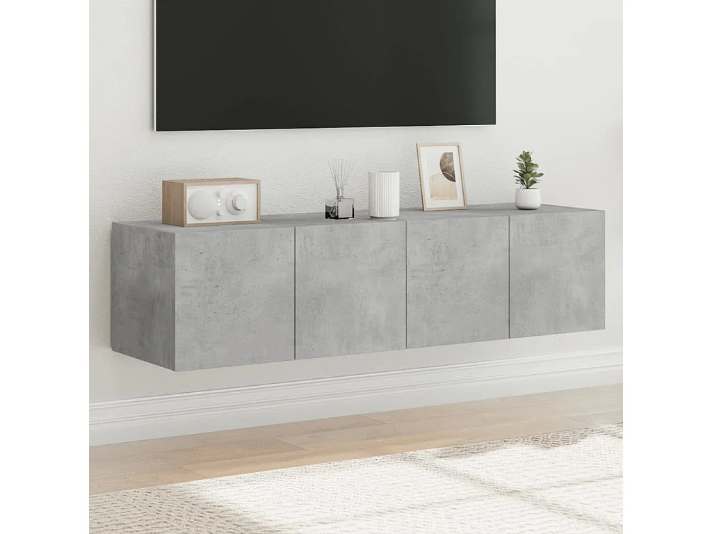 Muebles TV de pared luces LED 2 uds gris hormigón 60x35x31 cm