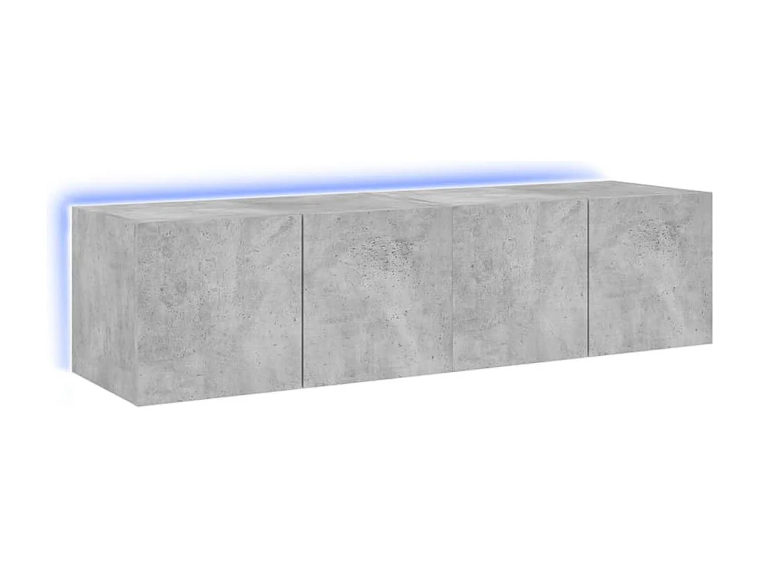Muebles TV de pared luces LED 2 uds gris hormigón 60x35x31 cm