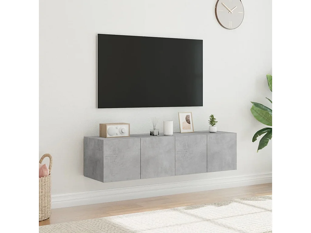 Muebles TV de pared luces LED 2 uds gris hormigón 60x35x31 cm