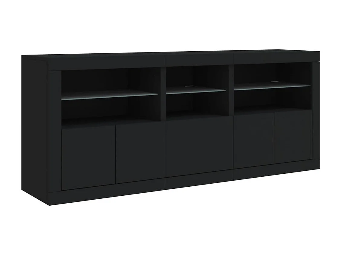 Aparador com luzes LED 162x37x67 cm preto