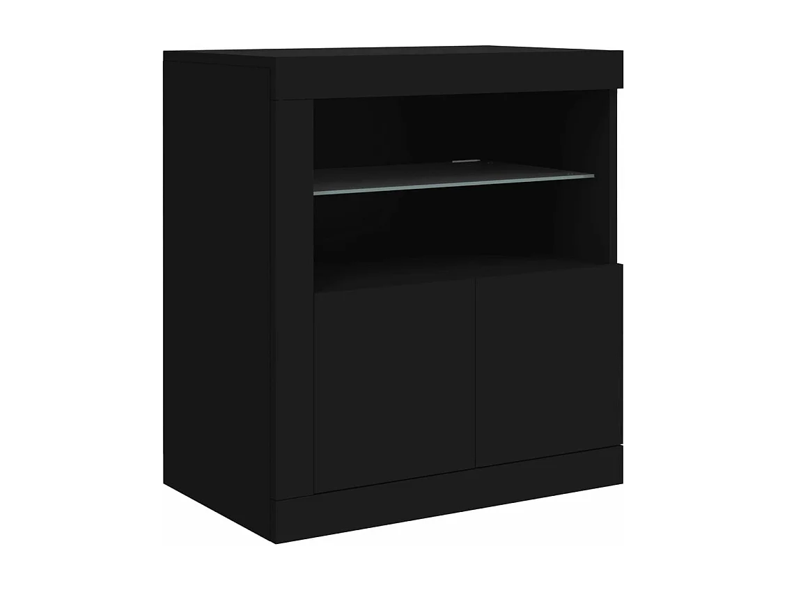 Aparador com luzes LED 162x37x67 cm preto