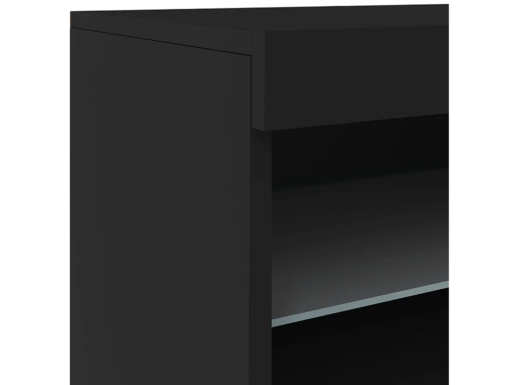 Aparador com luzes LED 162x37x67 cm preto