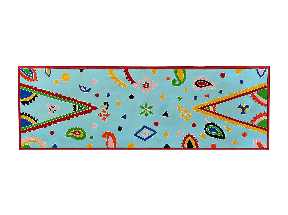 Mesa consola madeira mangueira maciça azul pintada à mão