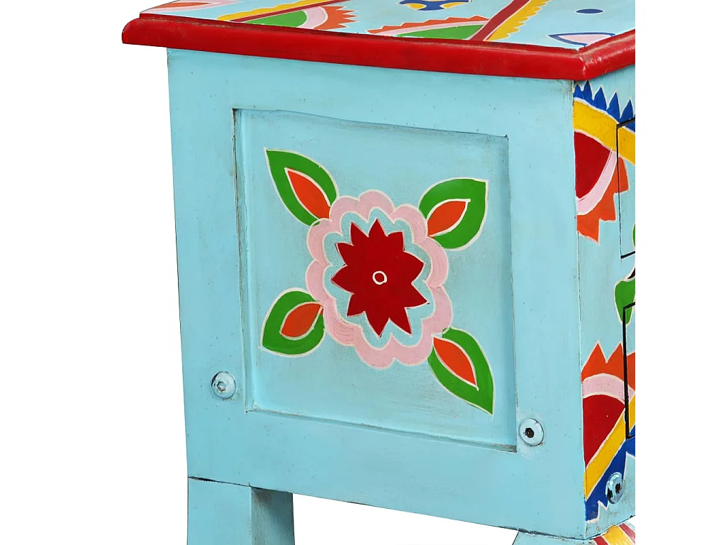 Mesa consola madeira mangueira maciça azul pintada à mão