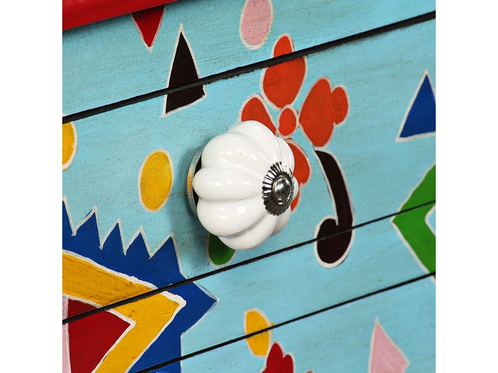 Mesa consola madeira mangueira maciça azul pintada à mão