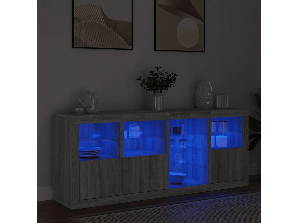 Aparador con luces LED gris Sonoma 164x37x67 cm