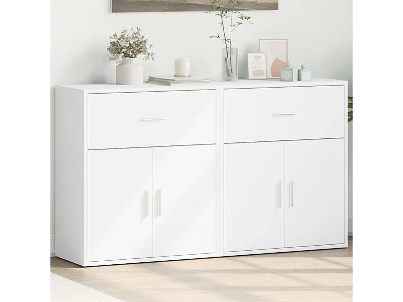 Credenze 2 pz Bianche 60x31x70 cm in Legno Multistrato