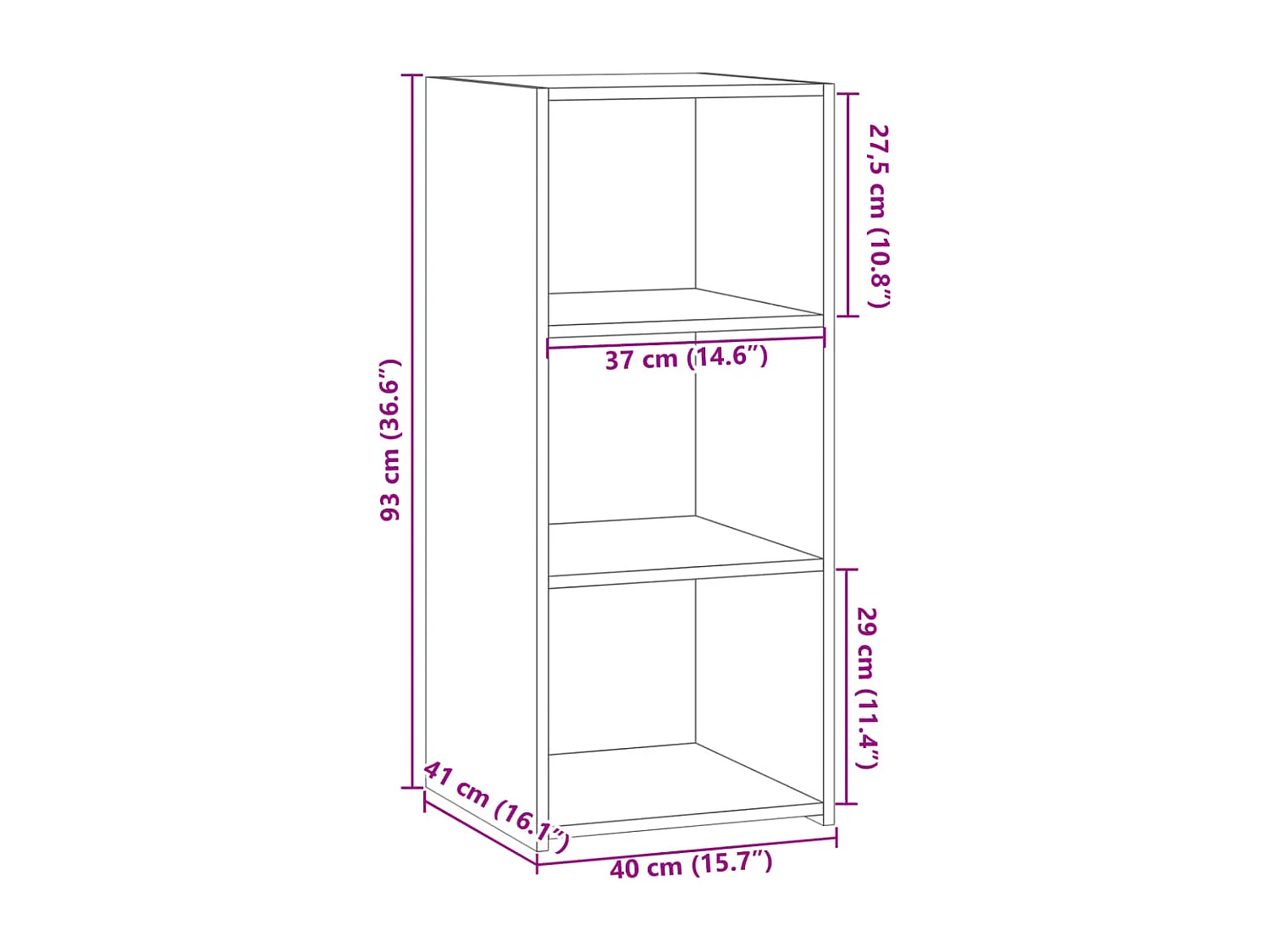 Credenza Grigio Cemento 40x41x93 cm in Legno Multistrato
