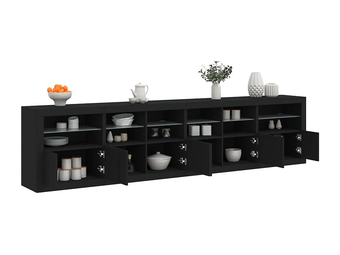 Buffet avec lumières LED noir 283x37x67 cm