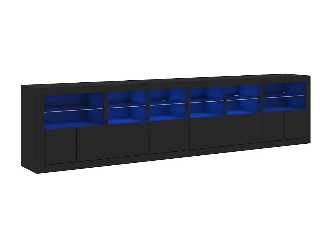 Buffet avec lumières LED noir 283x37x67 cm