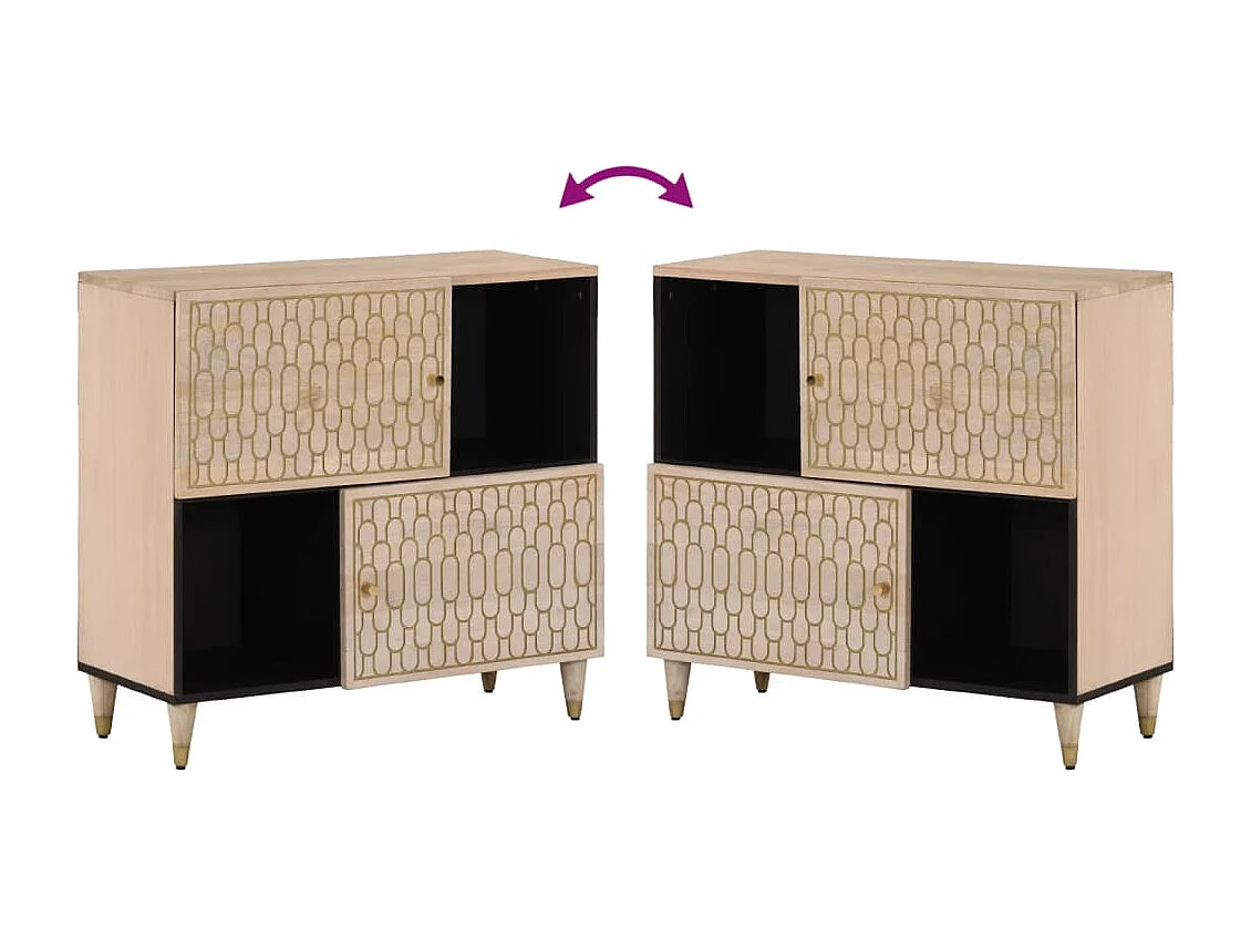 Armoire latérale 80x33x75 cm bois massif de manguier