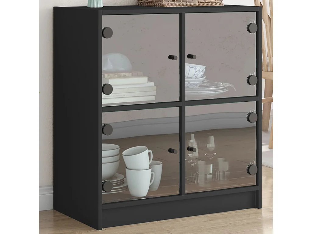 Armoire latérale avec portes en verre noir 68x37x75,5 cm