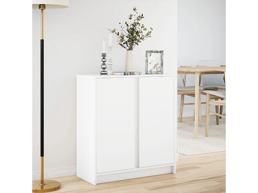 Credenza con LED Bianca 77x34x85 cm in Legno Multistrato