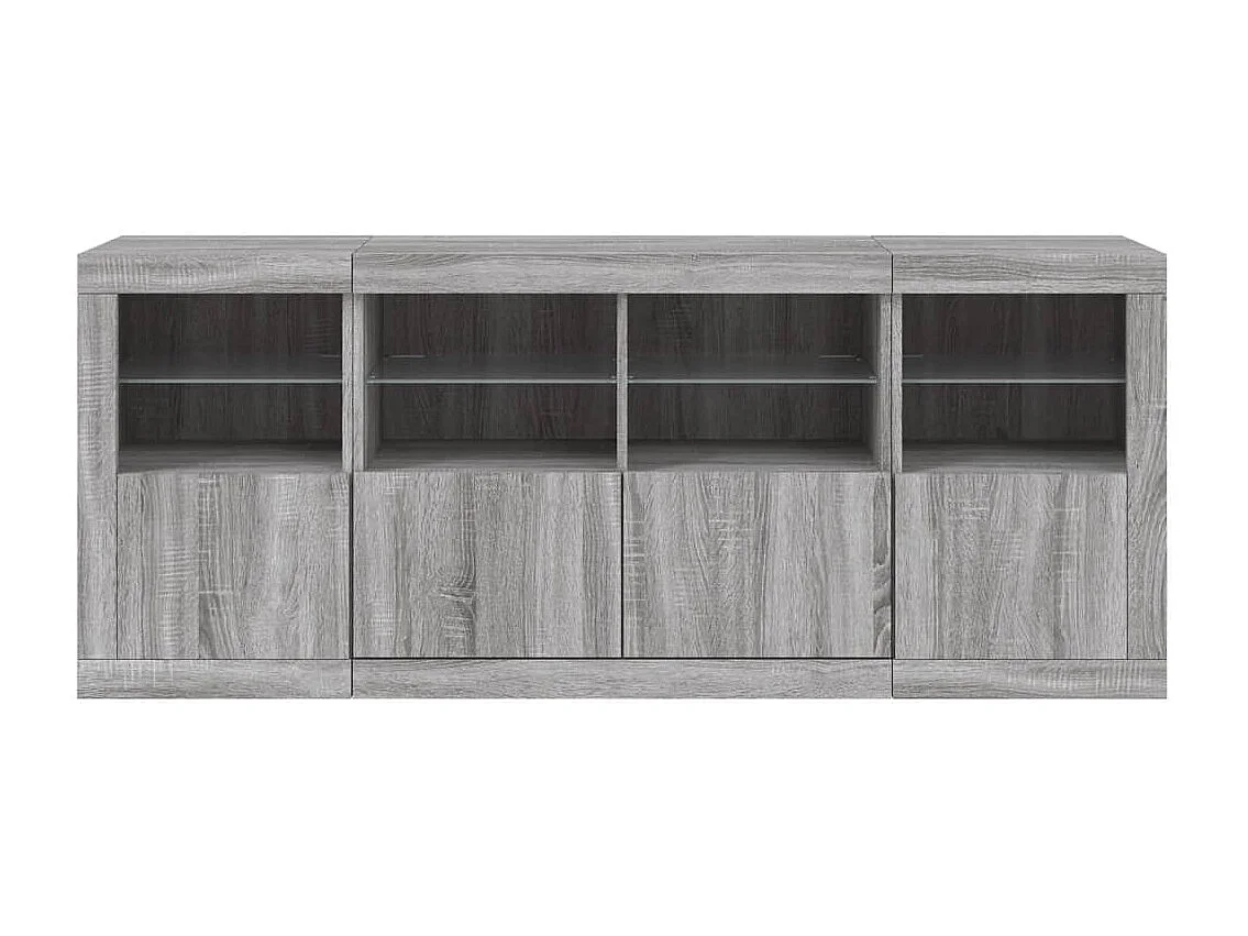 Aparador con luces LED gris Sonoma 163x37x67 cm