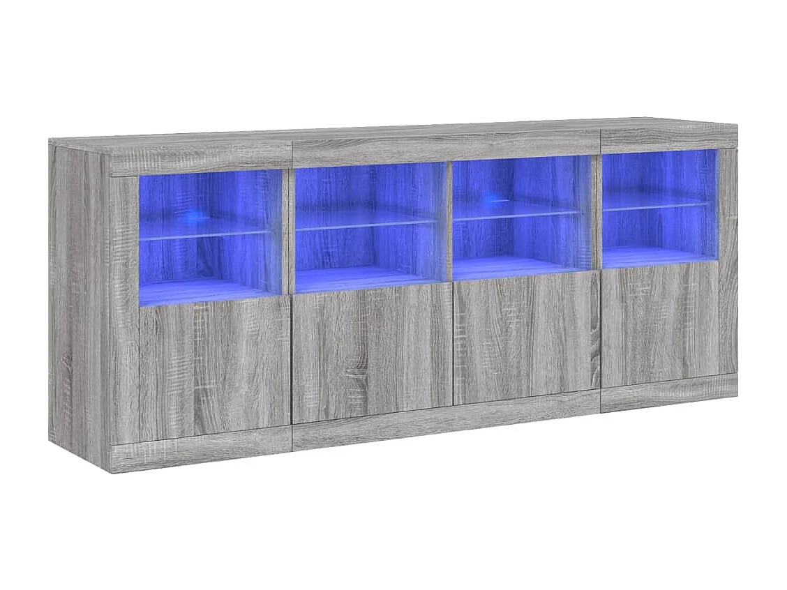 Credenza con Luci LED Grigio Sonoma 163x37x67 cm