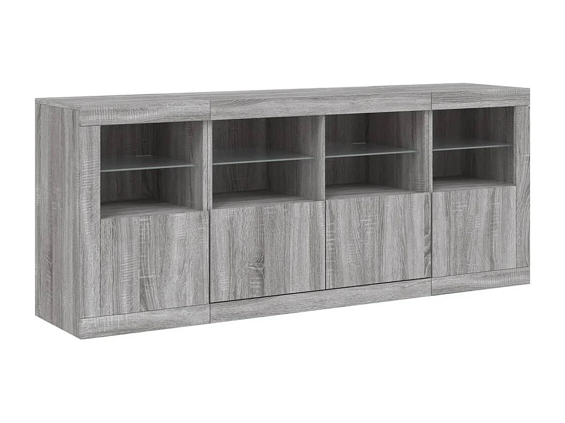 Credenza con Luci LED Grigio Sonoma 163x37x67 cm