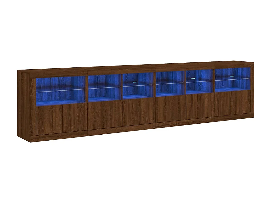 Sideboard mit LED-Leuchten Braun Eichen-Optik 283x37x67 cm