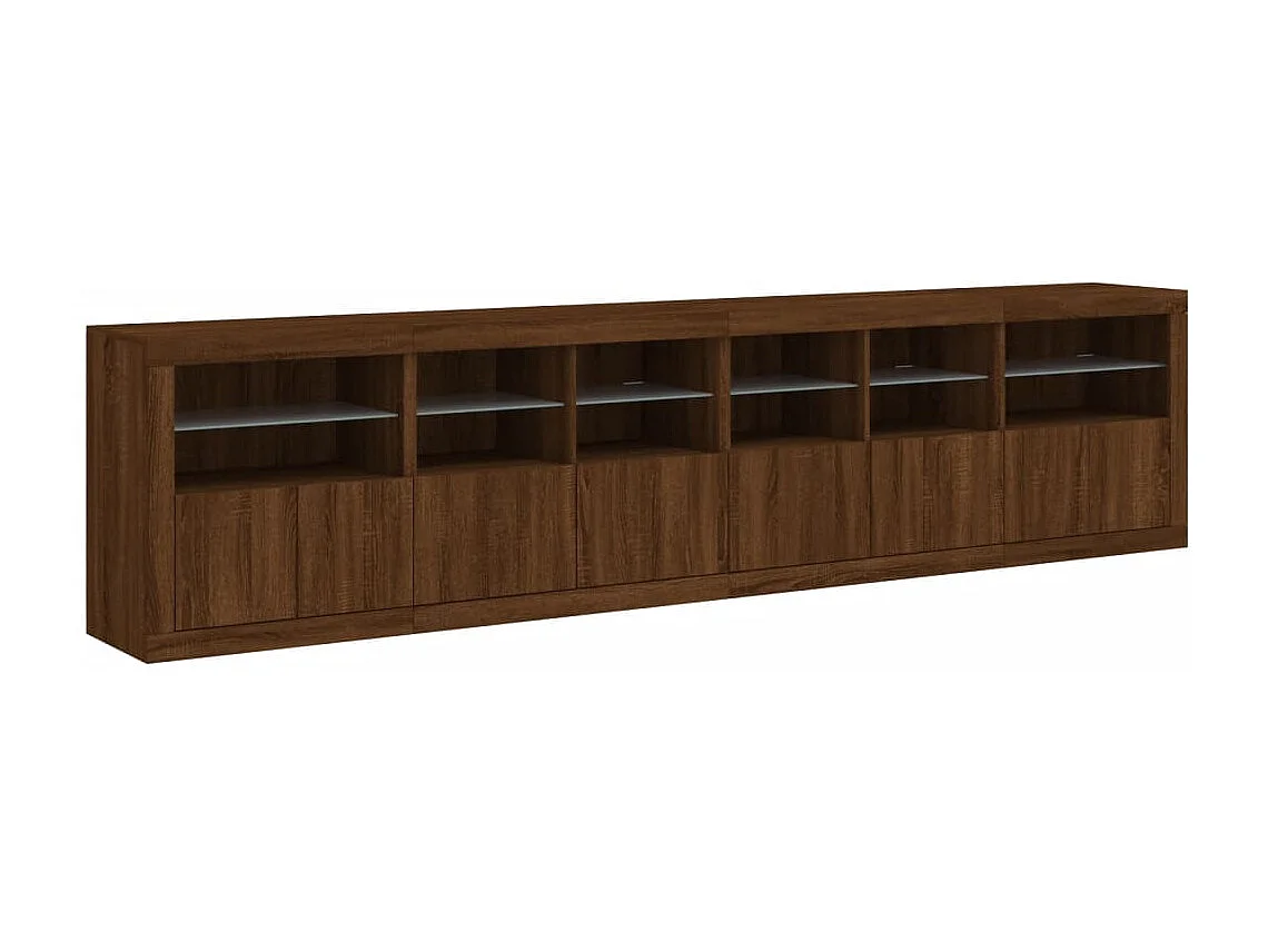 Sideboard mit LED-Leuchten Braun Eichen-Optik 283x37x67 cm