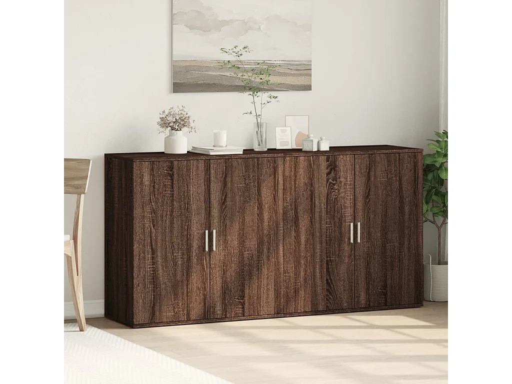 Buffets 2 pcs chêne marron 79x38x80 cm bois d'ingénierie
