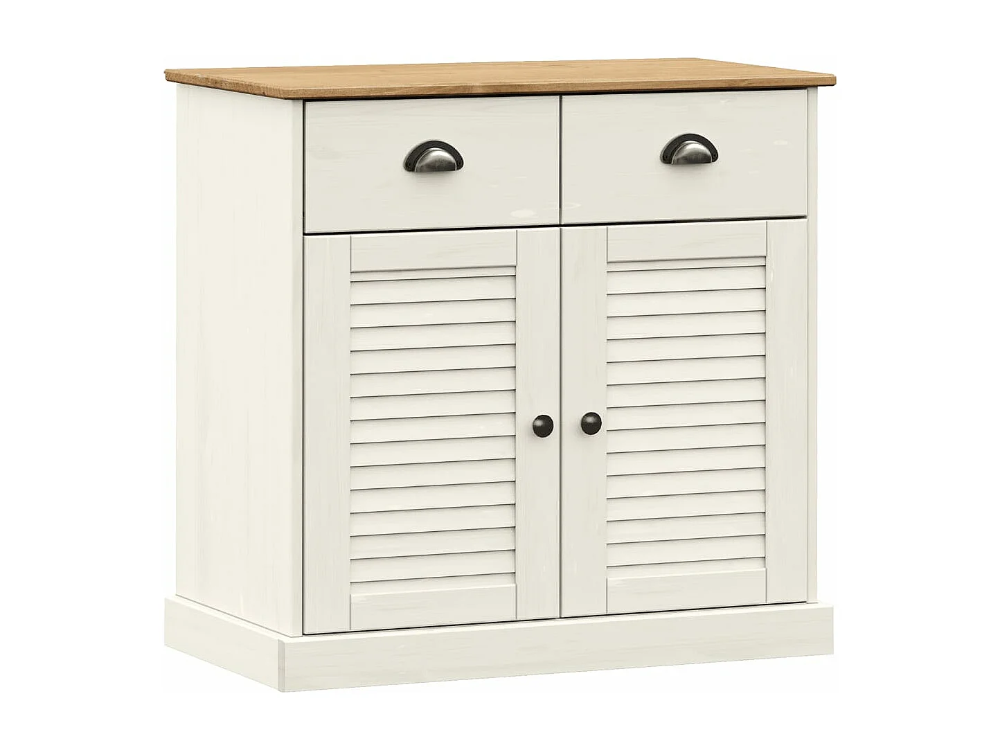 Credenza Cassetti VIGO Bianco 78x40x75 cm Legno Massello Pino