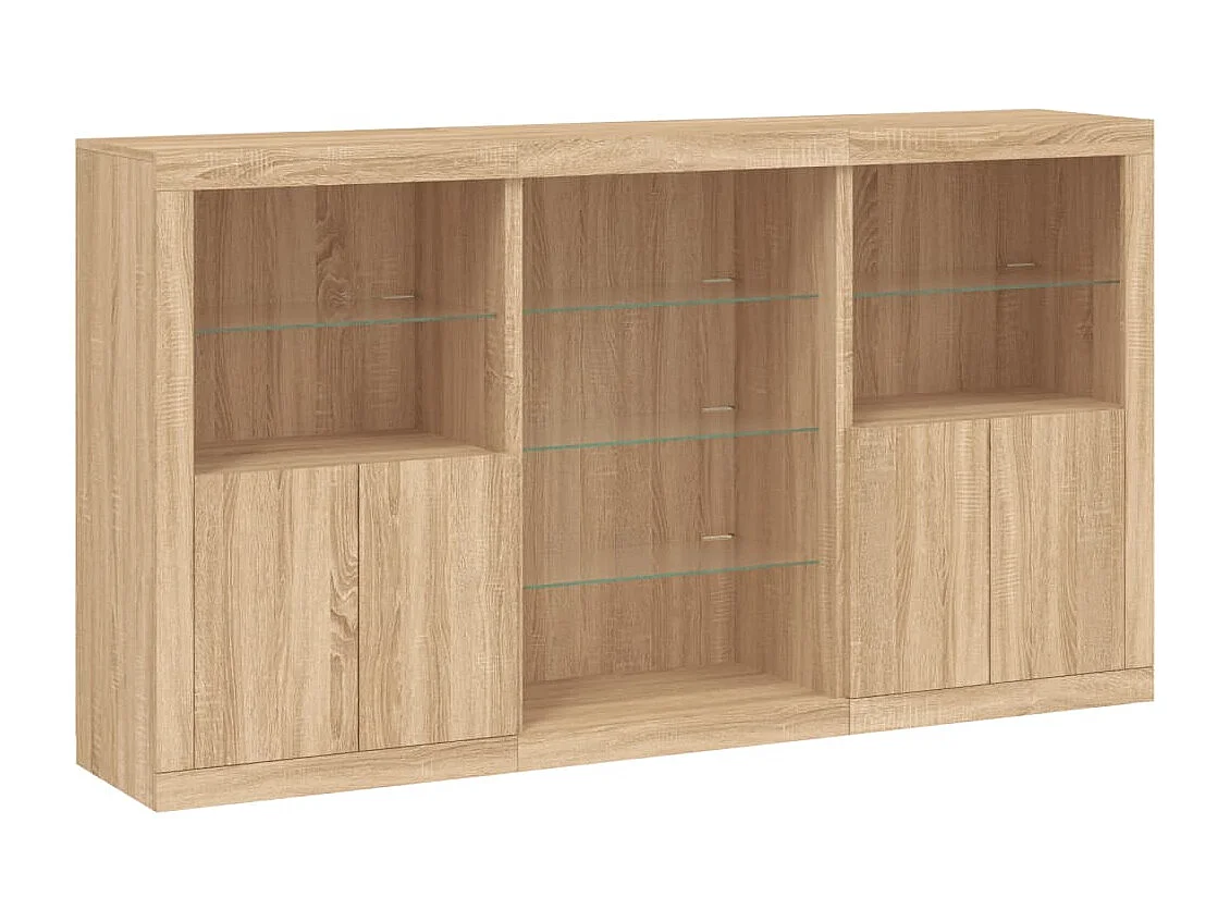 Sideboard mit LED-Leuchten Sonoma-Eiche 181,5x37x100 cm