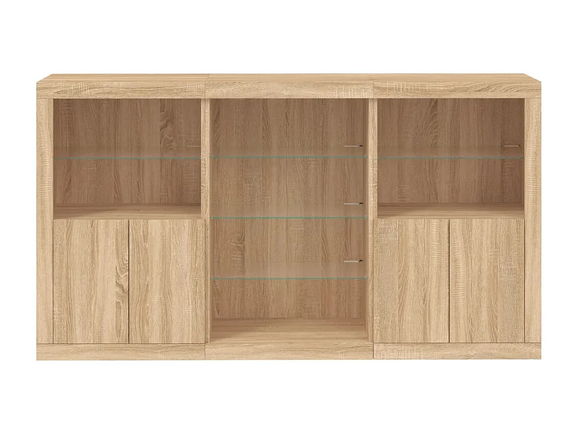 Sideboard mit LED-Leuchten Sonoma-Eiche 181,5x37x100 cm